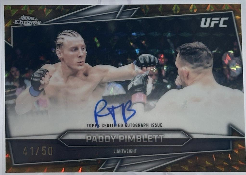 Paddy Pimblett 2026 Topps Chrome UFC Base Autographs #BAV-PP Gold Geometric Refractor