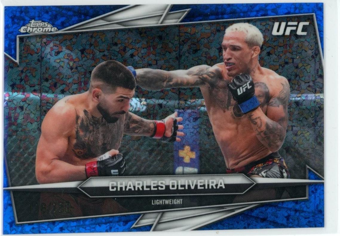 Charles Oliveira 2026 Topps Chrome UFC Base #150 Blue Mini Diamonds Refractor