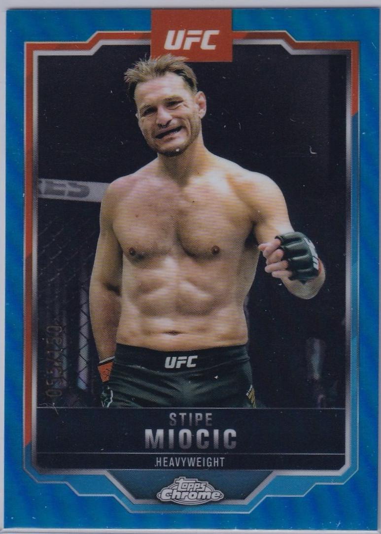 Stipe Miocic 2025 Topps Chrome UFC Base #122 Blue Refractor