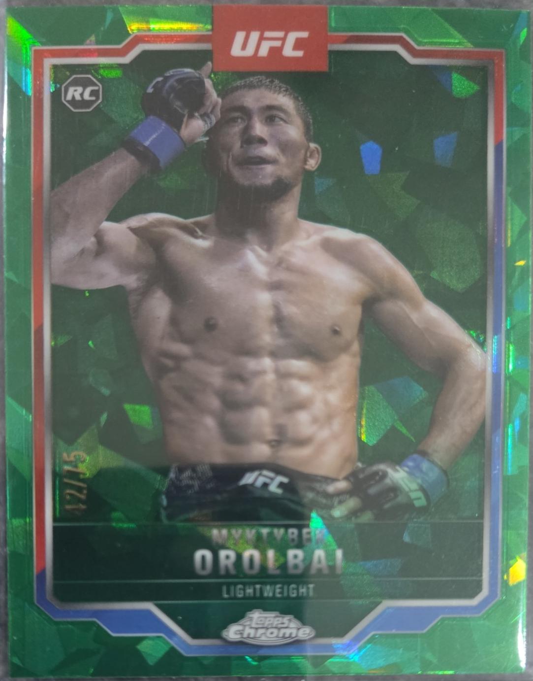 Myktybek Orolbai 2025 Topps Chrome Sapphire UFC Base Sapphire #77 Green Sapphire