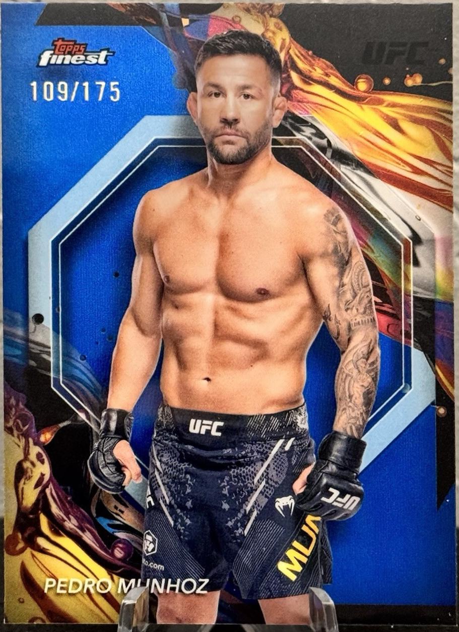 Pedro Munhoz 2024 Topps Finest UFC Base Uncommon #158 Blue Refractor