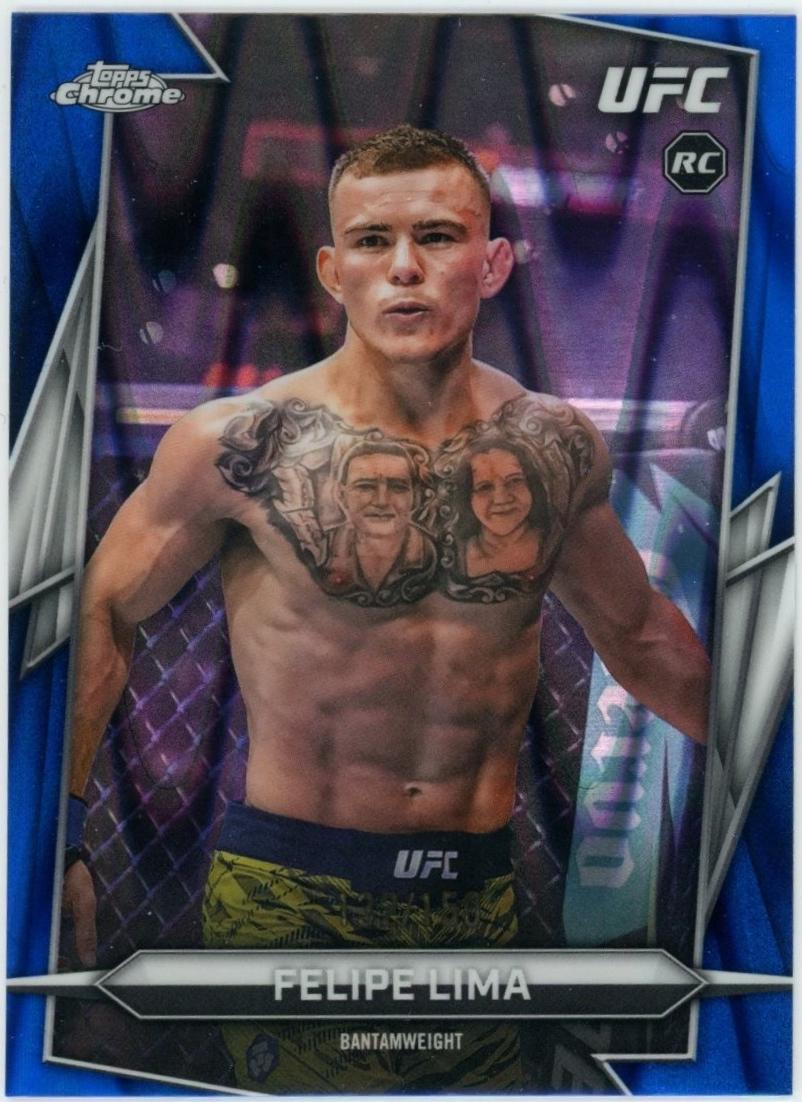 Felipe Lima 2026 Topps Chrome UFC Base #160 Blue Ray Wave Refractor