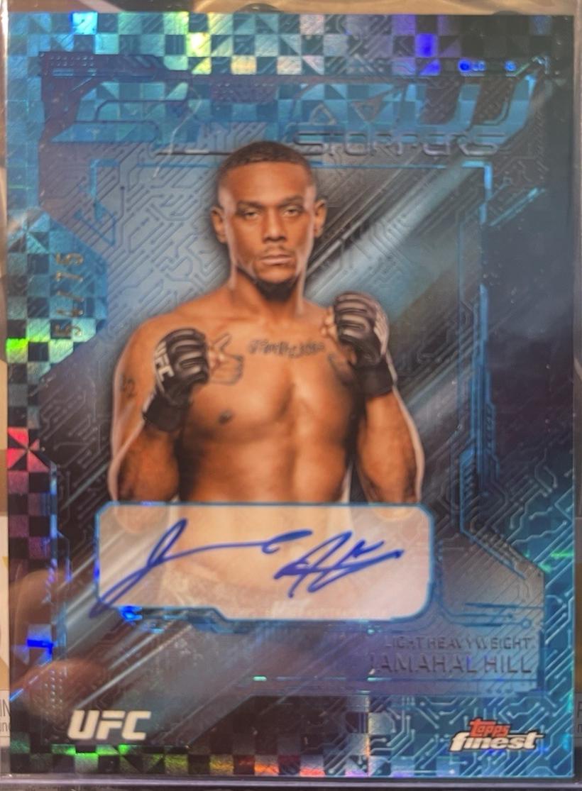 Jamahal Hill 2025 Topps Finest UFC Showstopper Autographs #SSA-JH Blue Checkerboard Refractor