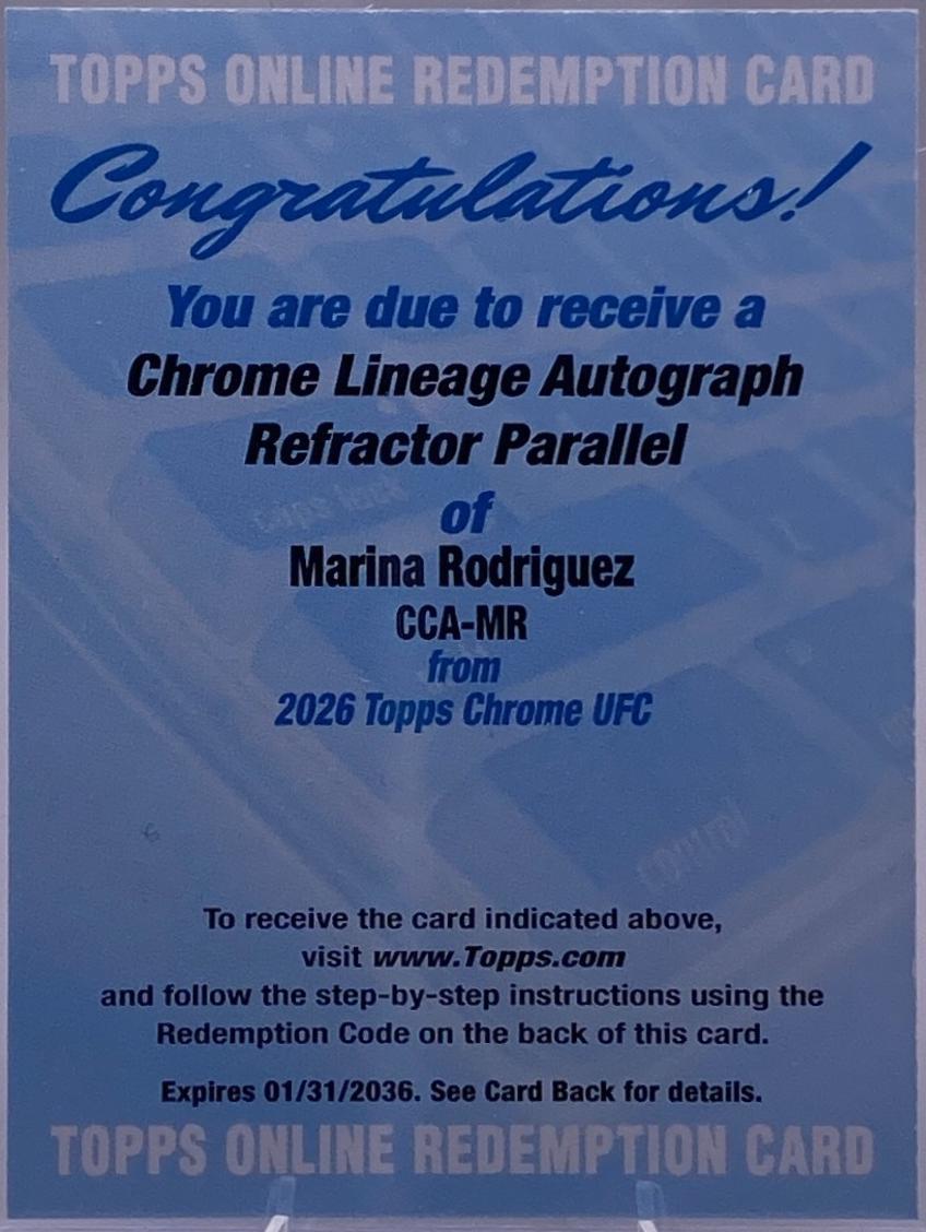 Marina Rodriguez 2026 Topps Chrome UFC Chrome Lineage Autographs #CCA-MR Refractor