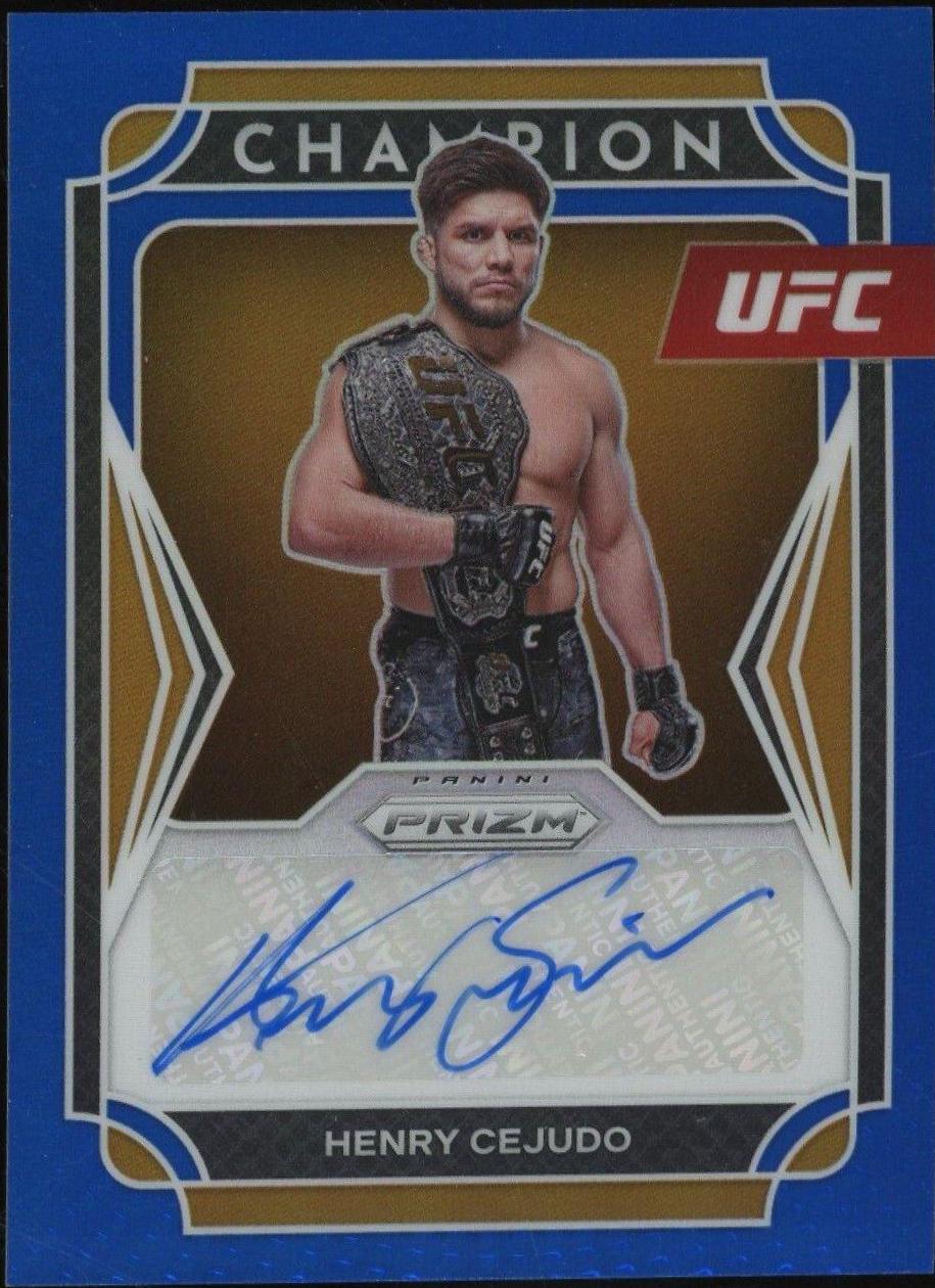 Henry Cejudo 2022 Panini Prizm UFC Champion Signatures #5 Blue