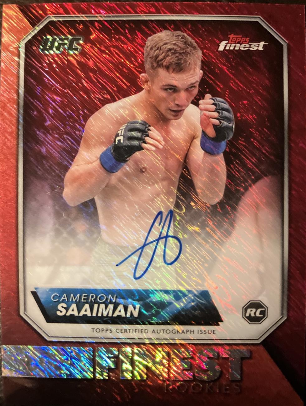 Cameron Saaiman 2024 Topps Finest UFC Rookie Finest Autographs #RFA-CN Red Shimmer Refractor