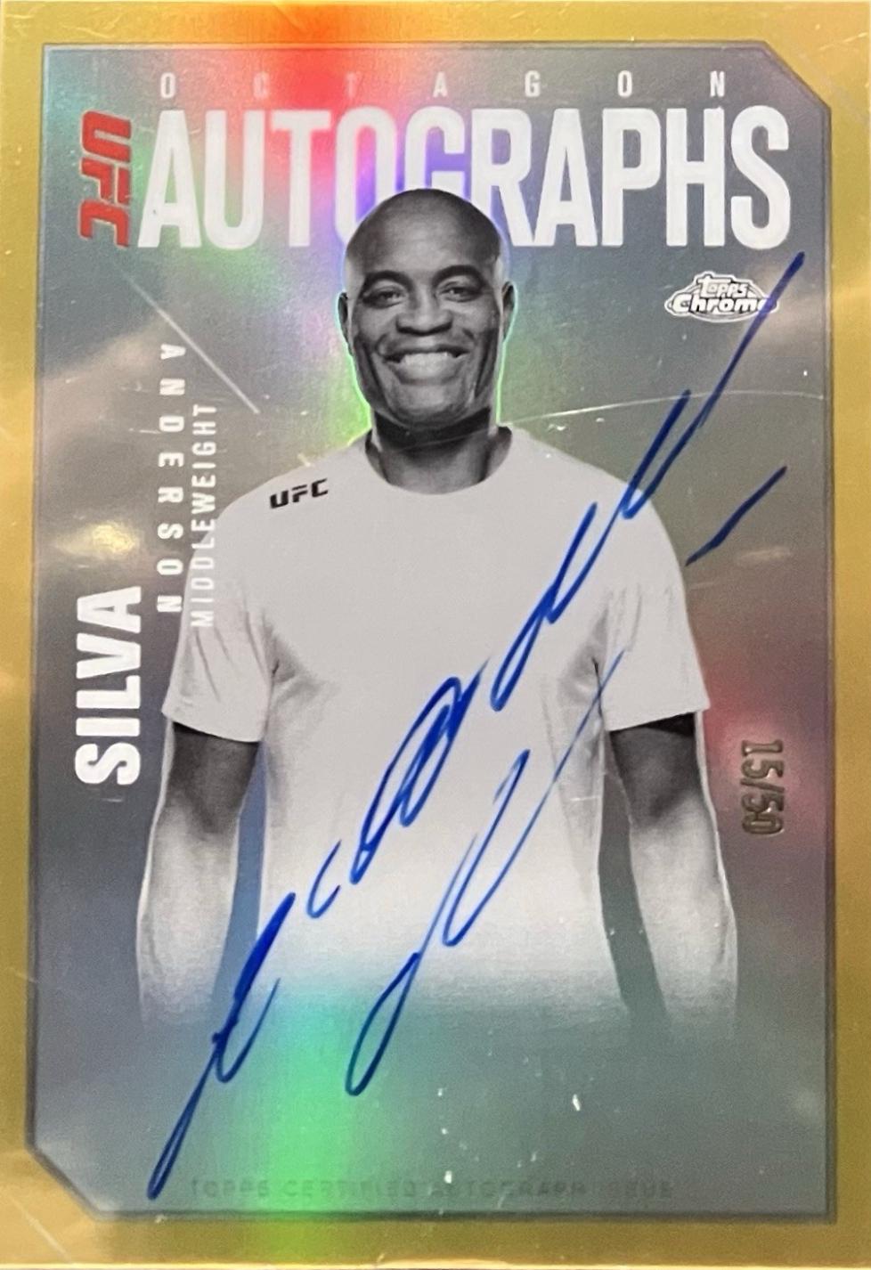 Anderson Silva 2025 Topps Chrome UFC Octagon Legends Autographs #OLA-AS Gold Refractor