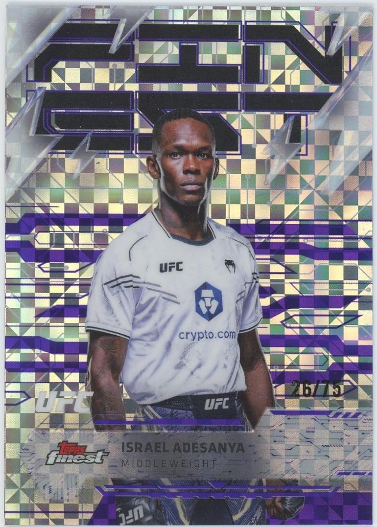 Israel Adesanya 2025 Topps Finest UFC Base Rare #253 Purple Checkerboard Refractor