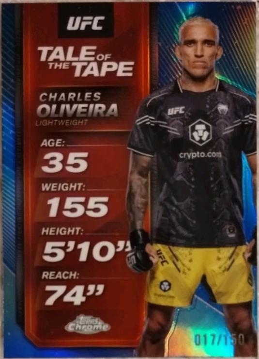Charles Oliveira 2025 Topps Chrome UFC Tale of the Tape #TTT-4 Blue Refractor