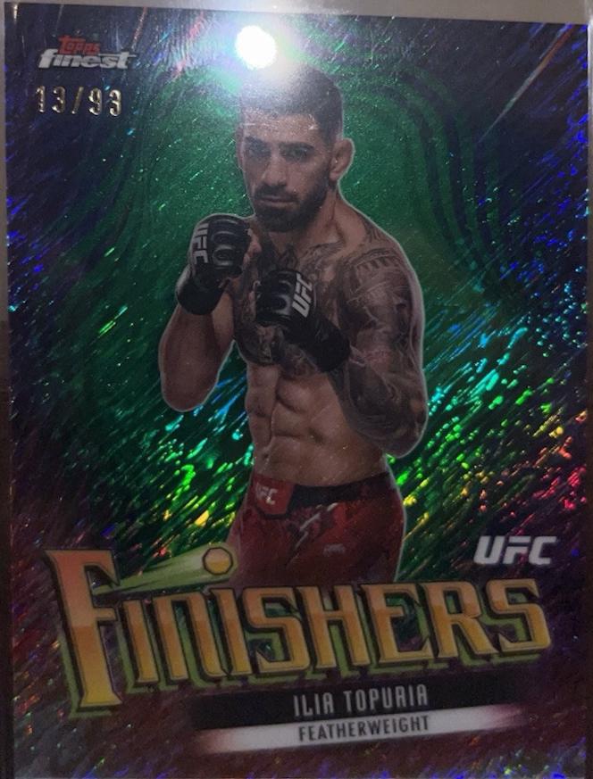 Ilia Topuria 2024 Topps Finest UFC Finishers #FIN-4 Green Shimmer Refractor