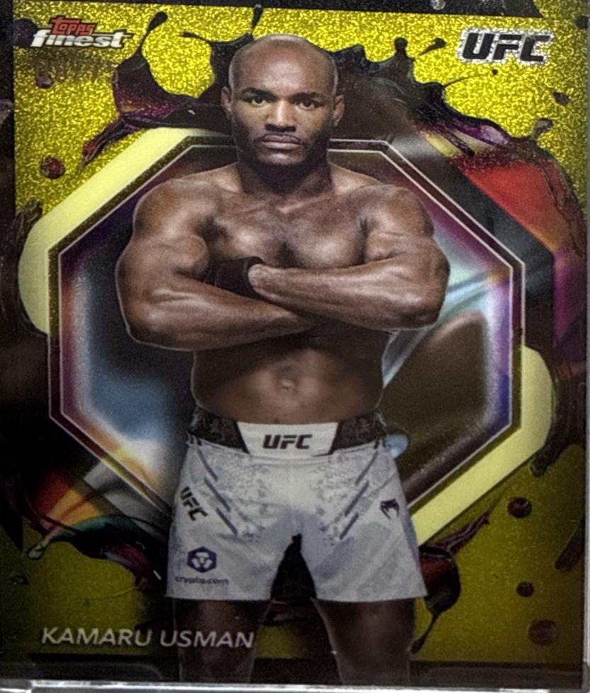 Kamaru Usman 2024 Topps Finest UFC Base Rare #223 Gold Refractor